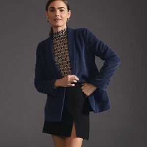 Current Air Blue Corduroy Blazer with Striped Lining